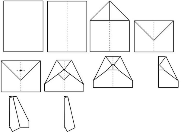 Поэтапная схема сборки бумажного самолётика